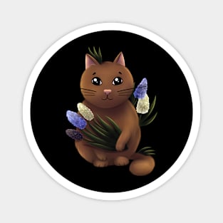 Cat with muscari flowers Magnet